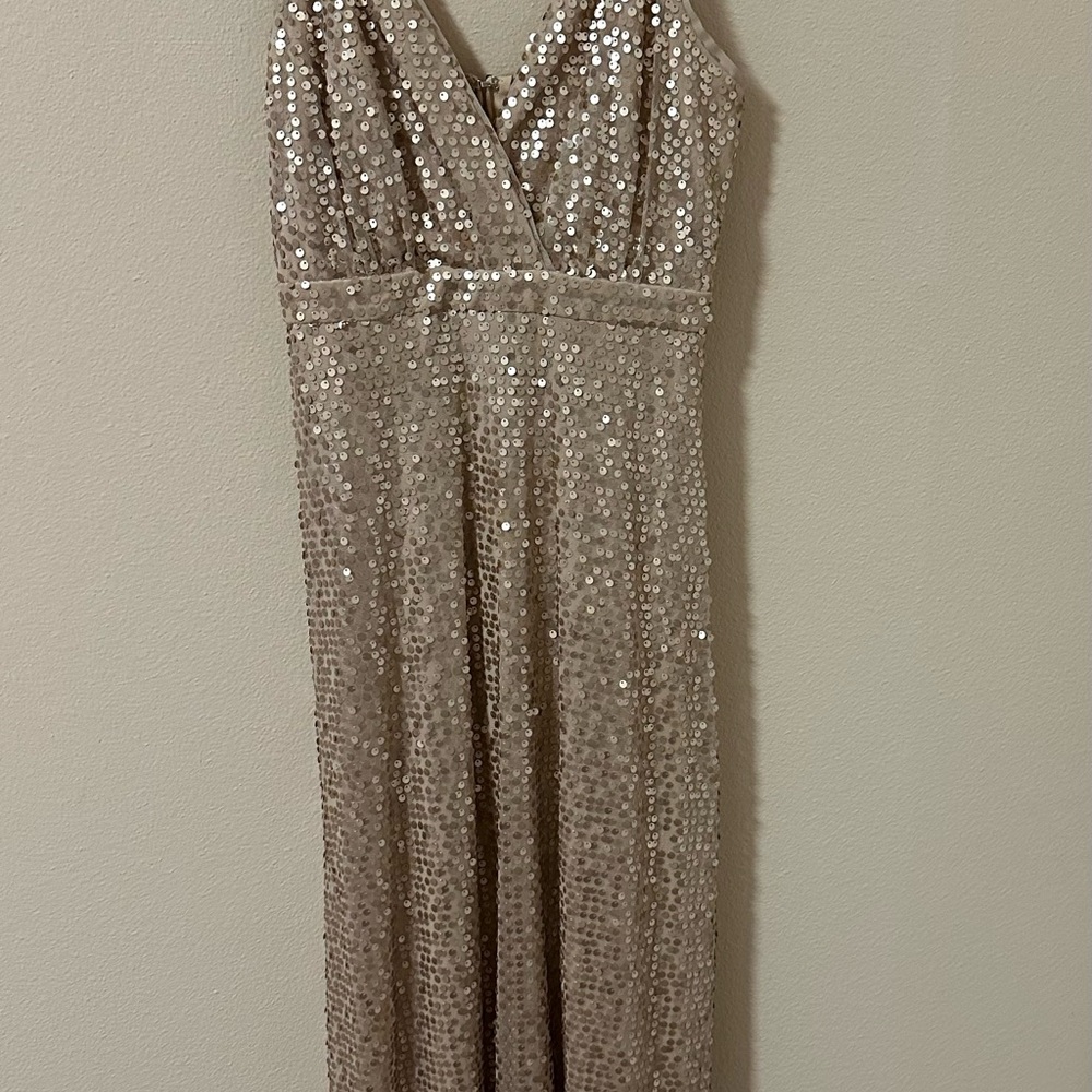 Lulu's Sequin Maxi Dress in Champagne Beige Evening Formal Party Wedding Dress